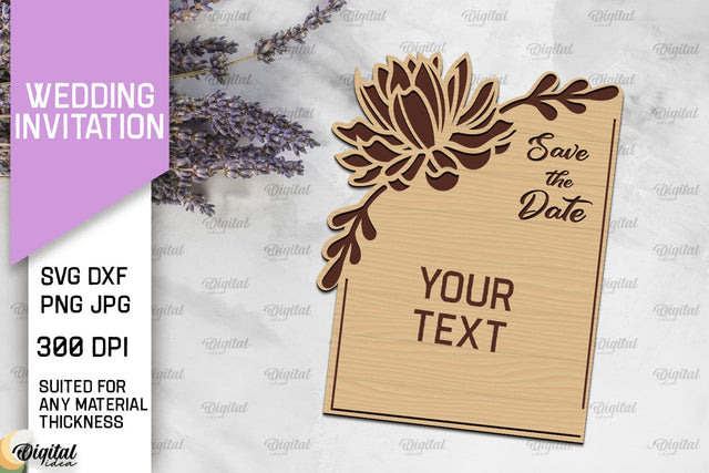 Wedding Invitation Laser Cut. Wooden Wedding Invitation SVG SVG Evgenyia Guschina 