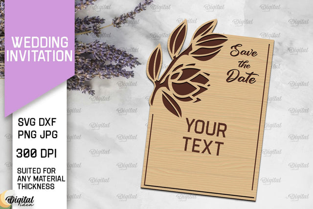 Wedding Invitation Laser Cut. Wooden Wedding Invitation SVG SVG Evgenyia Guschina 
