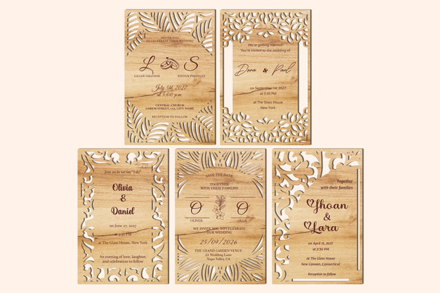 Wedding Invitation Set of 5 SVG LaserCutano 