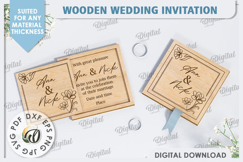 Wedding Invitations LaserCut Bundle. Personalized Invitation SVG Evgenyia Guschina 