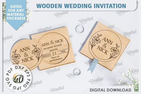 Wedding Invitations LaserCut Bundle. Personalized Invitation SVG Evgenyia Guschina 
