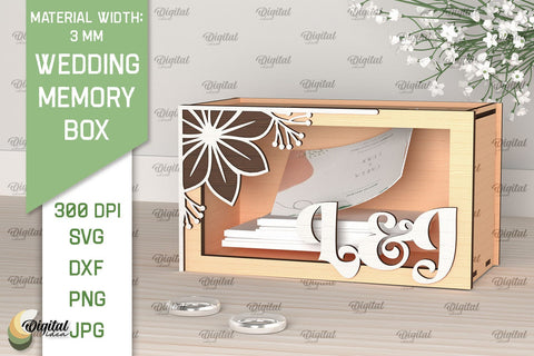 Wedding Memory Box Laser Cut. Wedding Money Box SVG SVG Evgenyia Guschina 