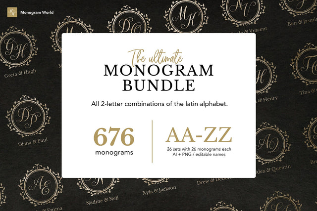 Wedding Monogram Bundle (Vector + Pixels) SVG Monogram World 