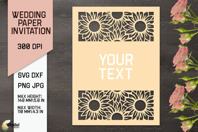 Wedding Paper Invitation Paper Cut. Floral Invitation SVG 3D Paper Evgenyia Guschina 