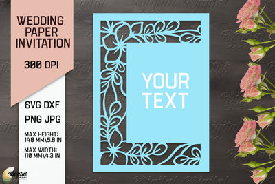 Wedding Paper Invitation Paper Cut. Floral Invitation SVG 3D Paper Evgenyia Guschina 