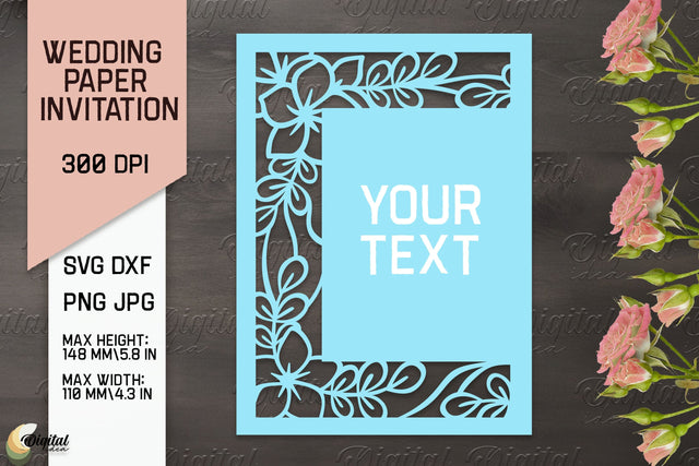 Wedding Paper Invitation Paper Cut. Floral Invitation SVG 3D Paper Evgenyia Guschina 