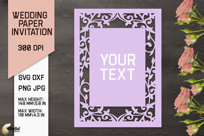Wedding Paper Invitation Paper Cut. Floral Invitation SVG 3D Paper Evgenyia Guschina 