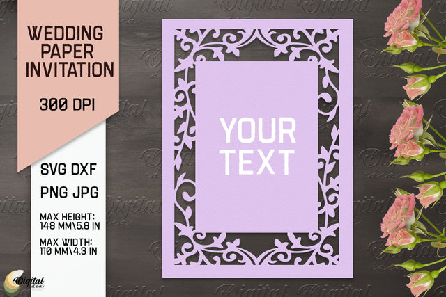 Wedding Paper Invitation Paper Cut. Floral Invitation SVG 3D Paper Evgenyia Guschina 