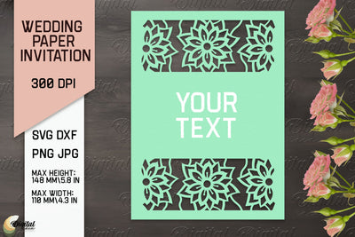 Wedding Paper Invitation Paper Cut. Floral Invitation SVG 3D Paper Evgenyia Guschina 
