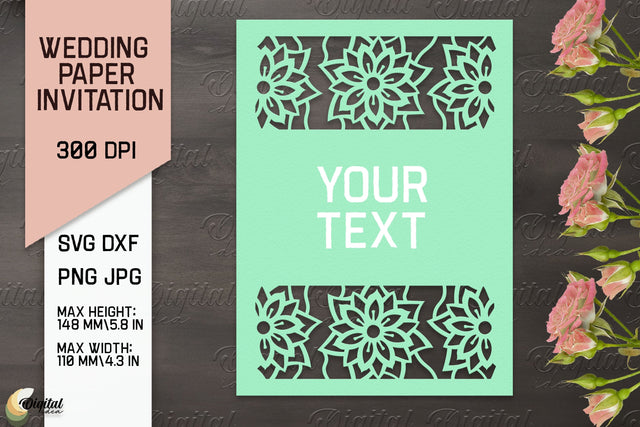 Wedding Paper Invitation Paper Cut. Floral Invitation SVG 3D Paper Evgenyia Guschina 