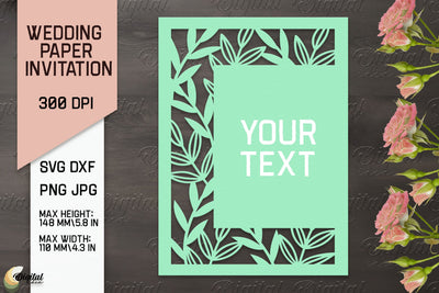 Wedding Paper Invitation Paper Cut. Floral Invitation SVG 3D Paper Evgenyia Guschina 