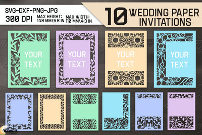 Wedding Paper Invitation SVG Bundle. Floral Paper Cut 3D Paper Evgenyia Guschina 