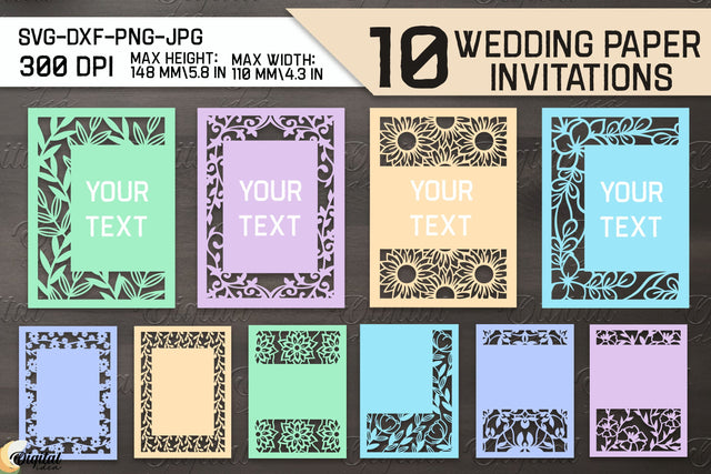 Wedding Paper Invitation SVG Bundle. Floral Paper Cut 3D Paper Evgenyia Guschina 