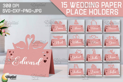 Wedding Paper Place Holder. Bundle. Name Card 3D Paper Evgenyia Guschina 