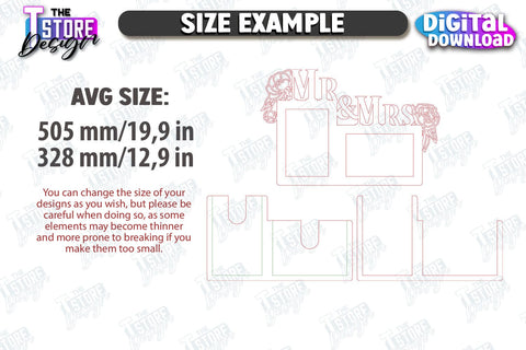 Wedding Photo Frame Laser Cut Design, Wedding Decor SVG The T Store Design 