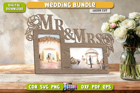 Wedding Photo Frame Laser Cut Design, Wedding Decor SVG The T Store Design 