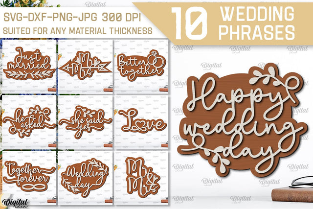 Wedding Phrases Laser Cut Bundle. Wedding Wall Decor SVG SVG Evgenyia Guschina 