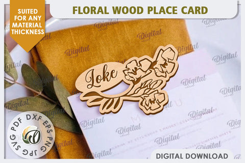 Wedding Place Card Laser Cut. Personalized Name Card SVG SVG Evgenyia Guschina 