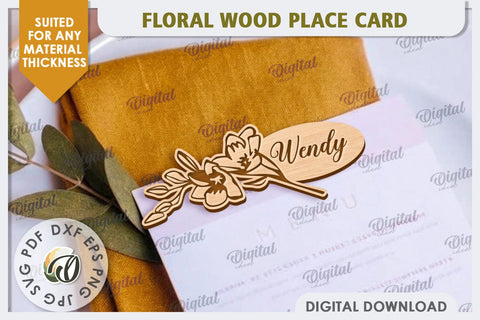 Wedding Place Card Laser Cut. Personalized Name Card SVG SVG Evgenyia Guschina 