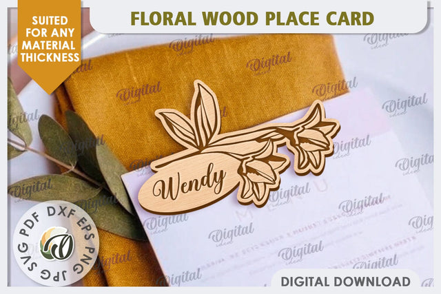 Wedding Place Card Laser Cut. Personalized Name Card SVG SVG Evgenyia Guschina 