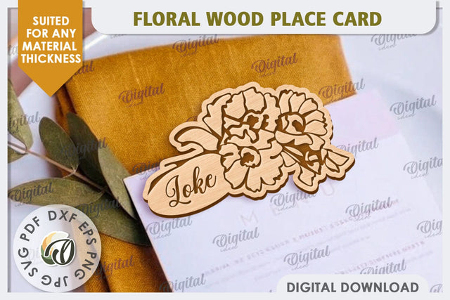 Wedding Place Card Laser Cut. Personalized Name Card SVG SVG Evgenyia Guschina 