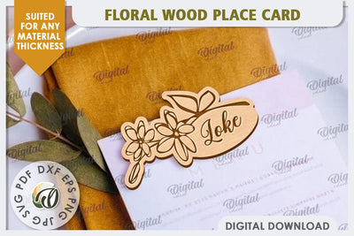 Wedding Place Card Laser Cut. Personalized Name Card SVG SVG Evgenyia Guschina 