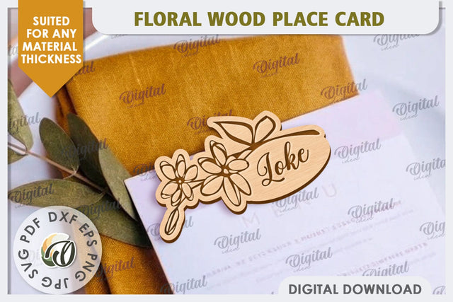 Wedding Place Card Laser Cut. Personalized Name Card SVG SVG Evgenyia Guschina 