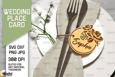 Wedding Place Card Laser Cut. Wedding Name Card SVG SVG Evgenyia Guschina 