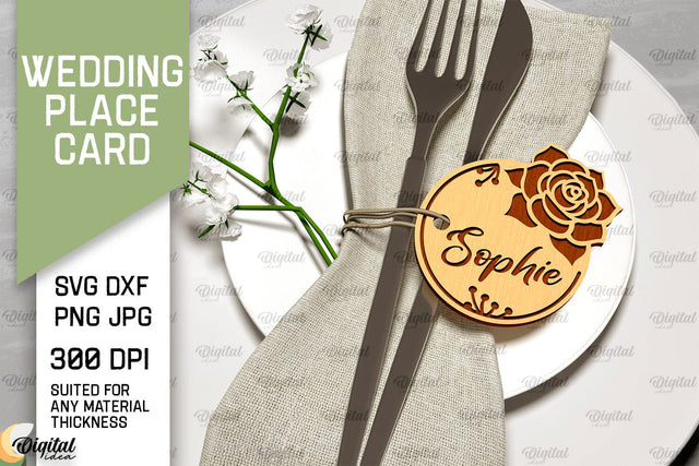 Wedding Place Card Laser Cut. Wedding Name Card SVG SVG Evgenyia Guschina 