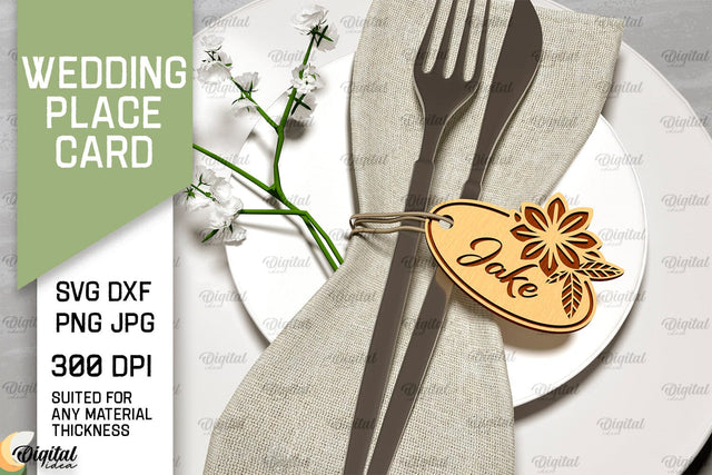 Wedding Place Card Laser Cut. Wedding Name Card SVG SVG Evgenyia Guschina 
