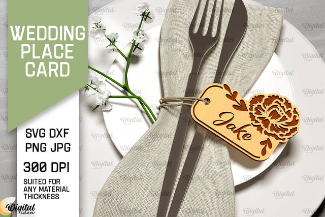 Wedding Place Card Laser Cut. Wedding Name Card SVG SVG Evgenyia Guschina 