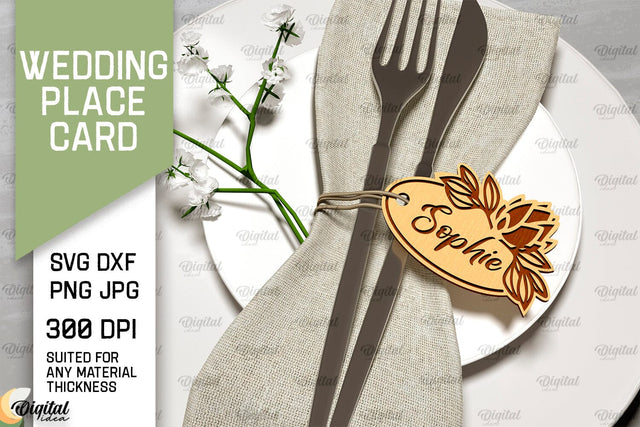 Wedding Place Card Laser Cut. Wedding Name Card SVG SVG Evgenyia Guschina 
