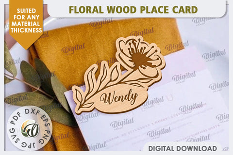 Wedding Place Cards Laser Cut Bundle. Name Cards SVG SVG Evgenyia Guschina 