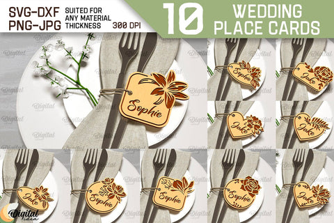 Wedding Place Cards Laser Cut Bundle. Wedding Name Cards SVG SVG Evgenyia Guschina 