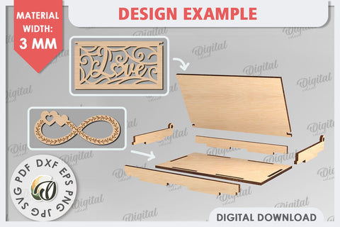 Wedding Ring Box Laser Cut. 3D Wooden Ring Box SVG SVG Evgenyia Guschina 