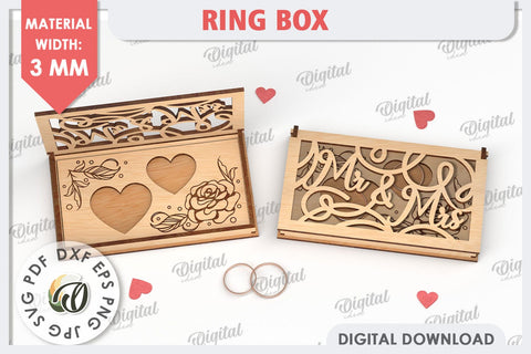 Wedding Ring Box Laser Cut. 3D Wooden Ring Box SVG SVG Evgenyia Guschina 