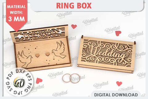 Wedding Ring Box Laser Cut. 3D Wooden Ring Box SVG SVG Evgenyia Guschina 