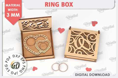 Wedding Ring Box Laser Cut. 3D Wooden Ring Box SVG SVG Evgenyia Guschina 