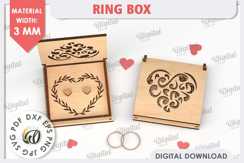 Wedding Ring Box Laser Cut. 3D Wooden Ring Box SVG SVG Evgenyia Guschina 