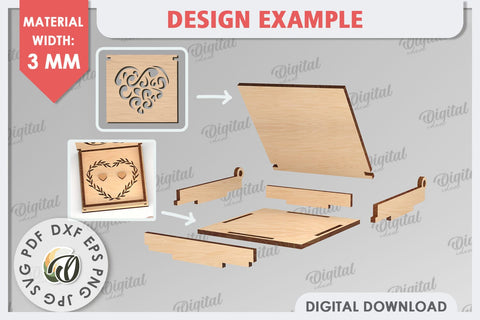 Wedding Ring Box Laser Cut. 3D Wooden Ring Box SVG SVG Evgenyia Guschina 