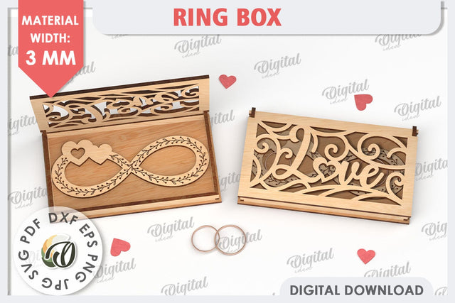 Wedding Ring Box Laser Cut. 3D Wooden Ring Box SVG SVG Evgenyia Guschina 