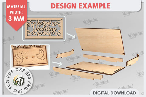 Wedding Ring Box Laser Cut. 3D Wooden Ring Box SVG SVG Evgenyia Guschina 