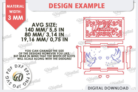 Wedding Ring Box Laser Cut. 3D Wooden Ring Box SVG SVG Evgenyia Guschina 