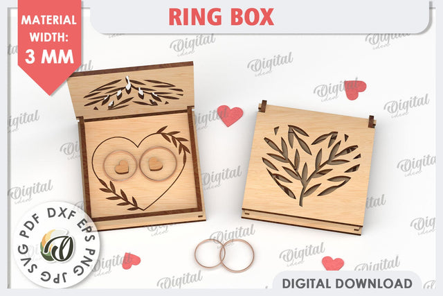 Wedding Ring Box Laser Cut. 3D Wooden Ring Box SVG SVG Evgenyia Guschina 
