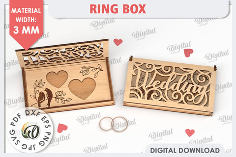 Wedding Ring Box Laser Cut. 3D Wooden Ring Box SVG SVG Evgenyia Guschina 