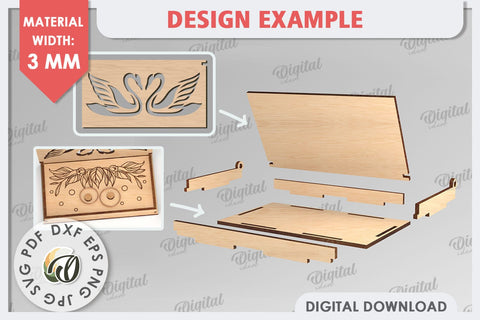 Wedding Ring Box Laser Cut. 3D Wooden Ring Box SVG SVG Evgenyia Guschina 