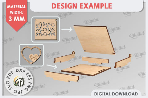 Wedding Ring Box Laser Cut. 3D Wooden Ring Box SVG SVG Evgenyia Guschina 