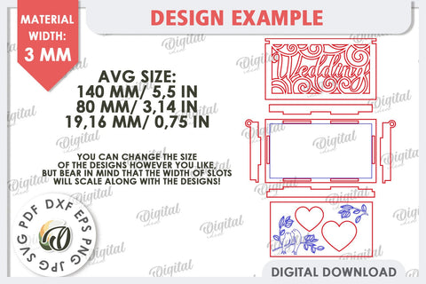 Wedding Ring Box Laser Cut. 3D Wooden Ring Box SVG SVG Evgenyia Guschina 
