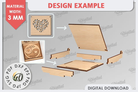 Wedding Ring Box Laser Cut. 3D Wooden Ring Box SVG SVG Evgenyia Guschina 