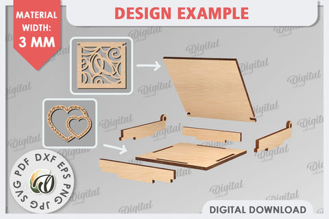 Wedding Ring Box Laser Cut. 3D Wooden Ring Box SVG SVG Evgenyia Guschina 